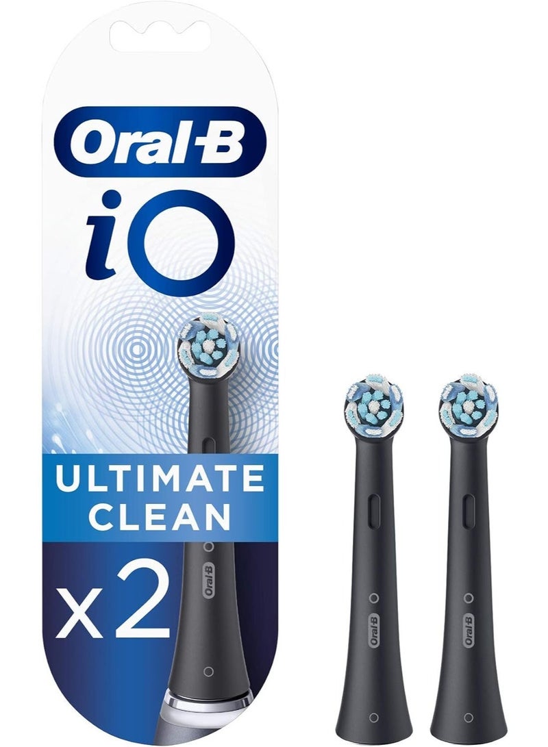 أورال بي رأس فرشاة أسنان كهربائية Oral-B iO Ultimate Clean، شعيرات ملتوية وزاوية لإزالة البلاك بشكل أعمق، عبوة من 2 قطعة باللون الأسود - Image 1